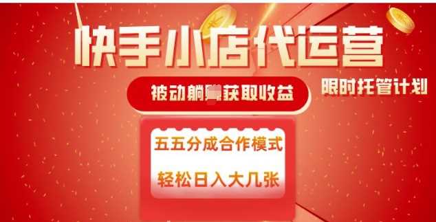 快手小店代运营，被动躺Z收益，收益五五分，单日稳定变现五张【揭秘】-玩备项目资源网
