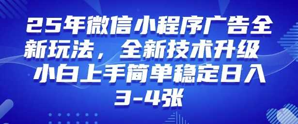 2025年微信小程序最新玩法纯小白易上手，稳定日入多张，技术全新升级【揭秘】-玩备项目资源网