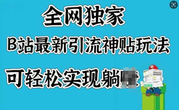 全网独家，B站最新引流神贴玩法，可轻松实现躺Z-玩备项目资源网
