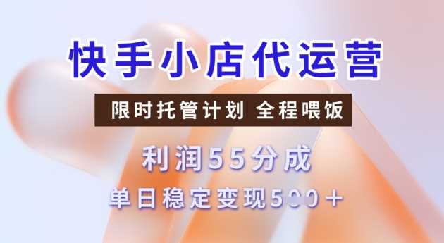 快手小店代运营3.0，模式新升级，收益55分，稳定单日5张【揭秘】-玩备项目资源网