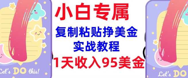 复制粘贴挣美金，0门槛，1天收入95美刀，3分钟学会，内部教程(首次公开)-玩备项目资源网