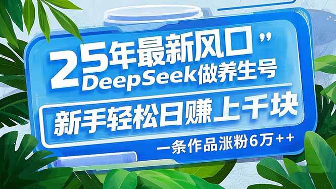 （14341期）25年最新风口，用DeepSeek做养生号，新手轻松日赚上千块，一条作品涨粉…-玩备项目资源网