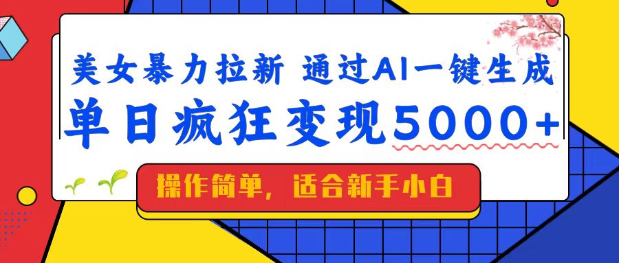（14347期）美女暴力拉新，通过AI一键生成，单日疯狂变现5000+，纯小白一学就会！-玩备项目资源网