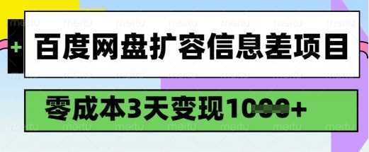 百度网盘扩容信息差项目，零成本，3天变现1k，详细实操流程-玩备项目资源网