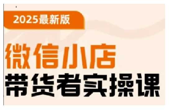 2025最新版微信小店带货者实操课，基础操作到高级运营技巧，快速上手-玩备项目资源网