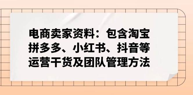 （14354期）电商卖家资料：包含淘宝、拼多多、小红书、抖音等运营干货及团队管理方法-玩备项目资源网