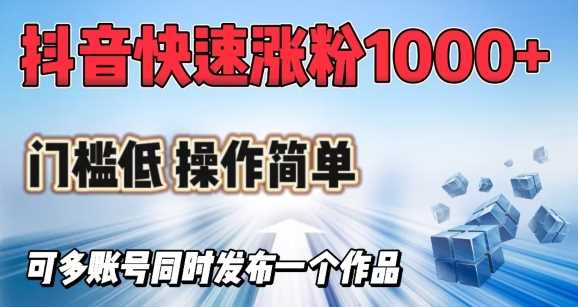 抖音快速涨1000+粉，门槛低操作简单，可多账号同时发布一个作品-玩备项目资源网