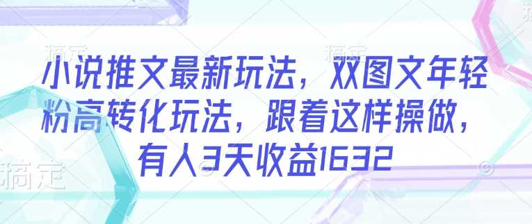 小说推文最新玩法，双图文年轻粉高转化玩法，跟着这样操做，有人3天收益1632-玩备项目资源网