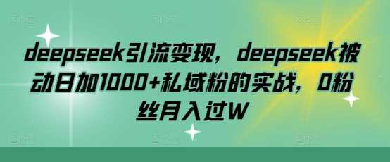 deepseek引流变现，deepseek被动日加1000+私域粉的实战，0粉丝月入过W-玩备项目资源网