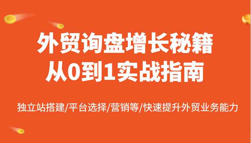 外贸询盘增长秘籍从0到1实战指南，独立站搭建/平台选择/营销等/快速提升外贸业务能力-玩备项目资源网