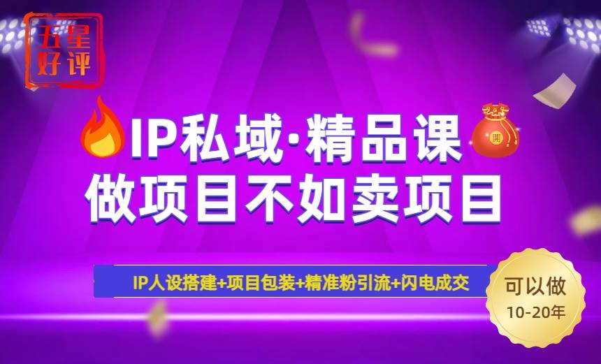 （14406期）2025年“IP私域·密训精品课”，日赚3000+小白避坑年赚百万，暴力引流…-玩备项目资源网