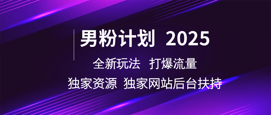 男粉计划2025  全新玩法打爆流量 独立网站 独立资源后台扶持-玩备项目资源网