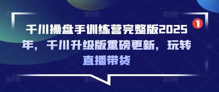 千川操盘手训练营完整版2025年，千川升级版重磅更新，玩转直播带货-玩备项目资源网