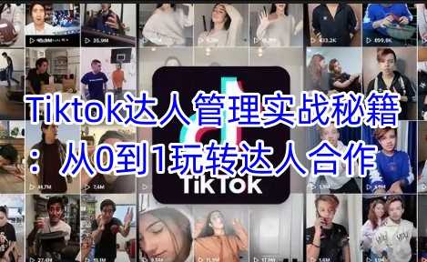 Tiktok达人管理实战秘籍：从0到1玩转达人合作-玩备项目资源网