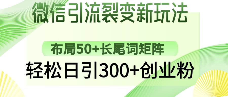 （14451期）微信引流裂变新玩法：布局50+长尾词矩阵，轻松日引300+创业粉-玩备项目资源网