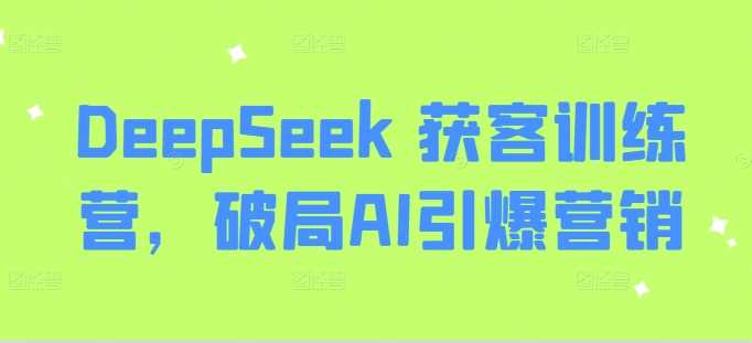 DeepSeek 获客训练营，破局AI引爆营销-玩备项目资源网