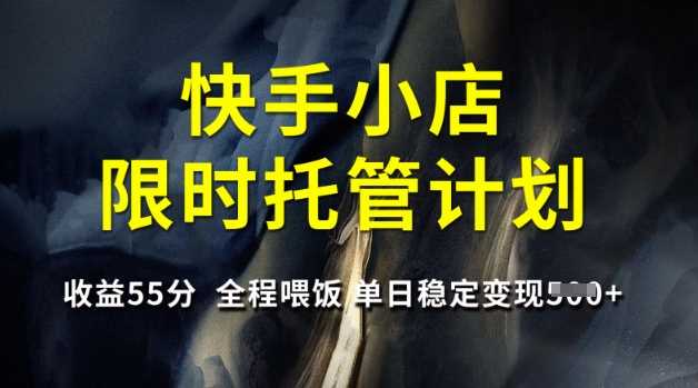 快手小店限时托管计划，收益55分，全程喂饭，单日稳定变现5张【揭秘】-玩备项目资源网