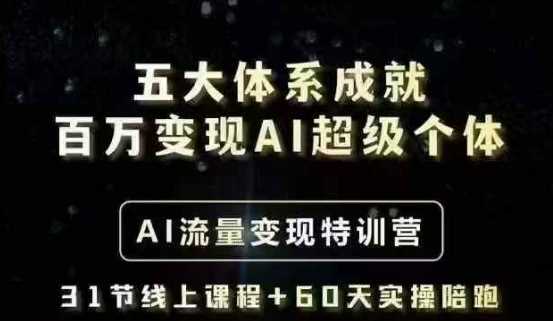 五大体系成就百万变现AI超级个体- AI流量变现特训营，一步一步教你一个人怎么年入百W-玩备项目资源网
