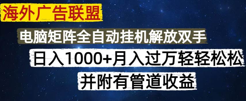 （14540期）海外广告联盟每天几分钟日入1000+无脑操作，可矩阵并附有管道收益-玩备项目资源网