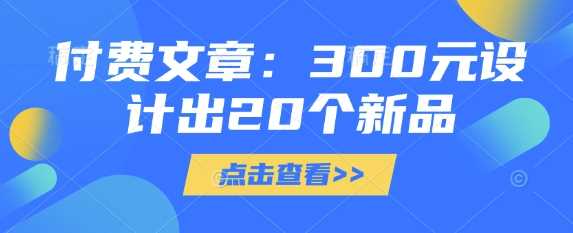 付费文章：300元设计出20个新品-玩备项目资源网