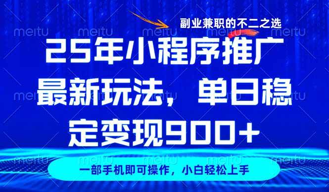 （14550期）25年小程序推广最新玩法，稳定日入900+，副业兼职的不二之选-玩备项目资源网