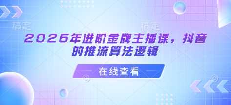 2025年进阶金牌主播课，抖音的推流算法逻辑-玩备项目资源网
