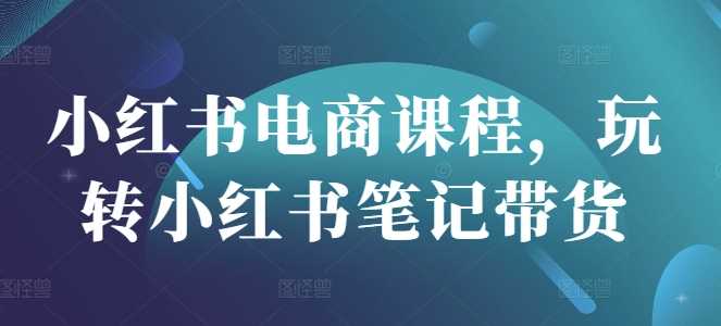 小红书电商课程，玩转小红书笔记带货-玩备项目资源网
