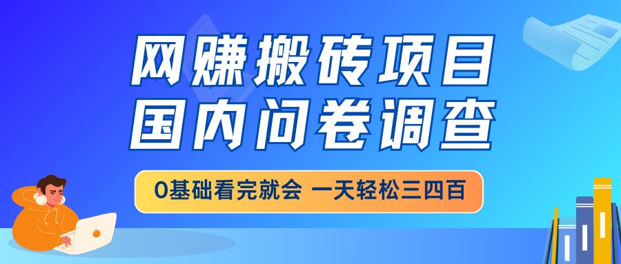 （14578期）网赚搬砖项目，国内问卷调查，0基础看完就会 一天轻松三四百，靠谱副业…-玩备项目资源网