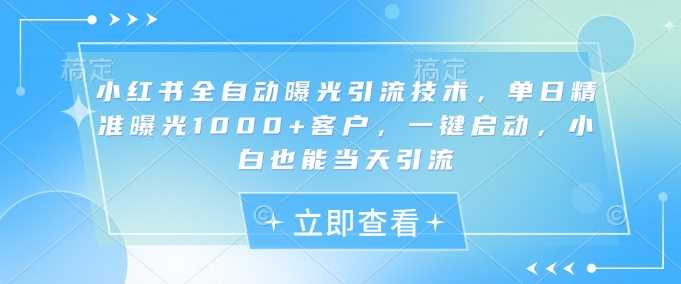 小红书全自动曝光引流技术，单日精准曝光1000+客户，一键启动，小白也能当天引流【揭秘】-玩备项目资源网