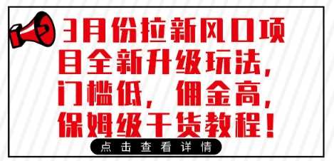 3月份拉新风口项目全新升级玩法，门槛低，佣金高，保姆级干货教程-玩备项目资源网