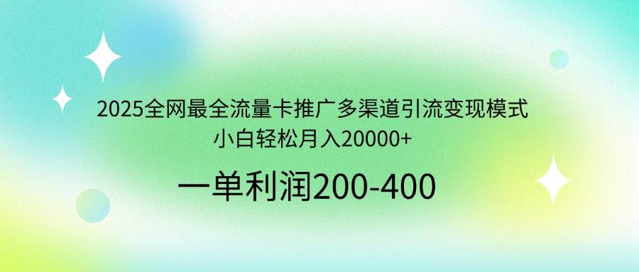 （14126期）2025全网最全流量卡推广多渠道引流变现模式，小白轻松月入20000+-玩备项目资源网