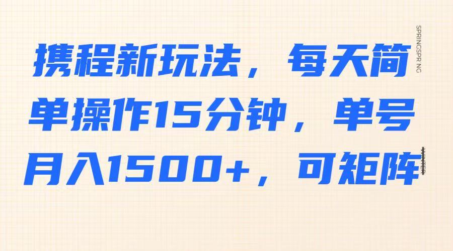 携程新玩法，每天简单操作15分钟，单号月入1500+，可矩阵-玩备项目资源网
