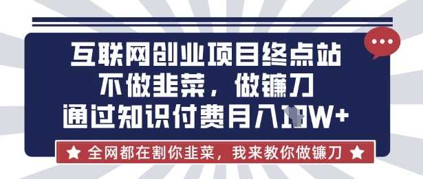 互联网创业尽头-不做韭菜，做镰刀，通过知识付费月入10个【揭秘】-玩备项目资源网