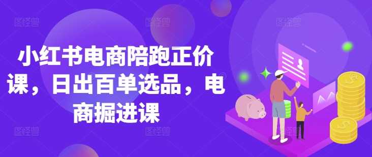 小红书电商陪跑正价课，小红书官方认证电商讲师教学，日出百单选品，电商掘进课-玩备项目资源网