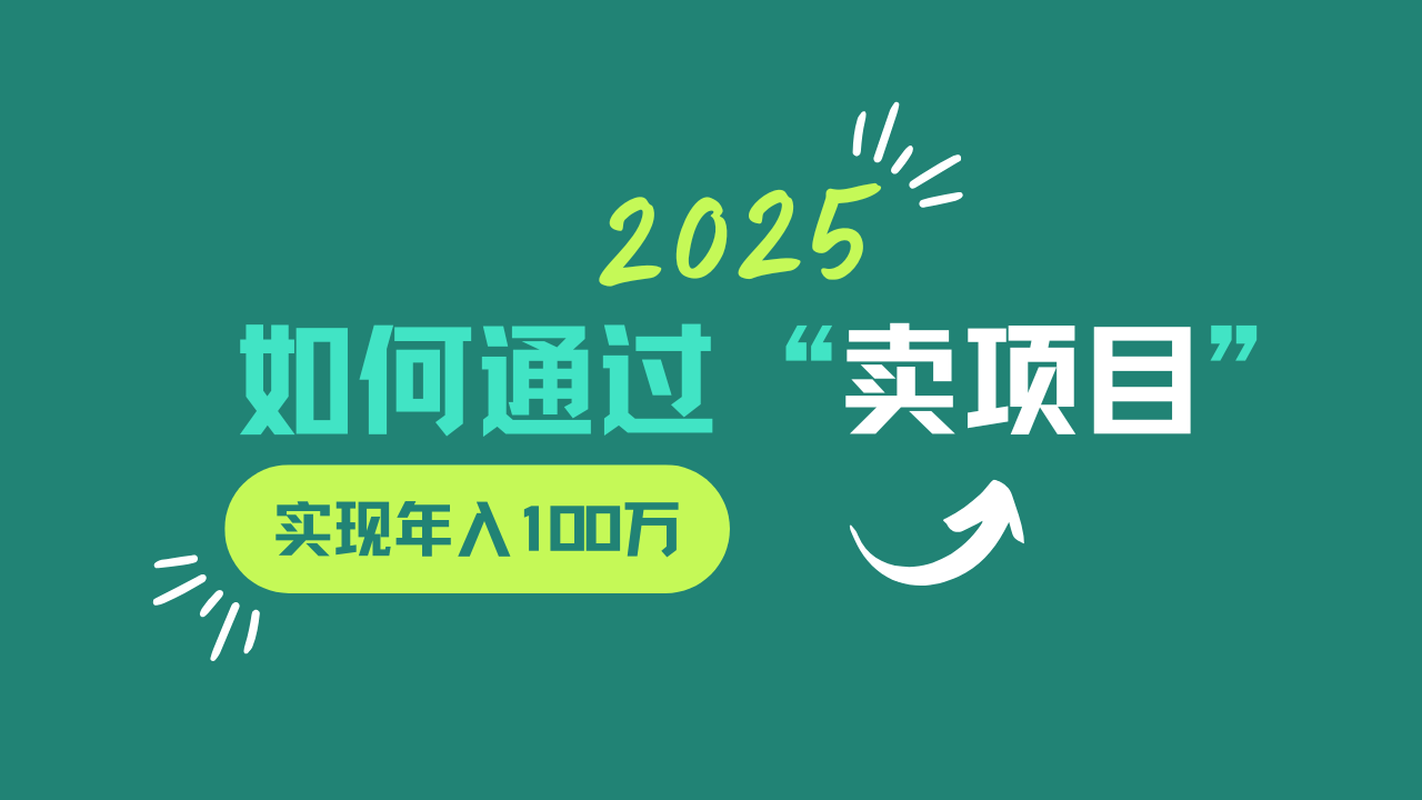 2025年如何通过“卖项目”实现年入100w-玩备项目资源网
