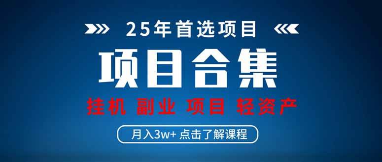 （14175期）2025 实操项目合集 挂机类型 直播类型 轻资产创业类型 课程分享各项目…-玩备项目资源网