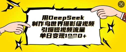 用DeepSeek制作鸟世界摄影级视频，引爆短视频流量，单日变现1k-玩备项目资源网