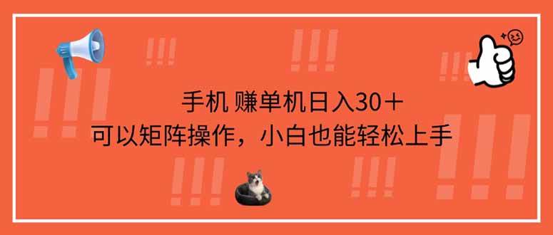 （14189期）手机赚单机日入30＋，可以矩阵操作，小白也能轻松上手-玩备项目资源网