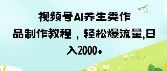 视频号ai养生类作品制作教程，轻松爆流量，日入数张-玩备项目资源网