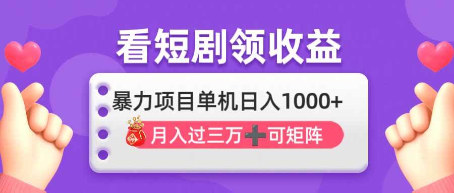 （14198期）看剧即赚无脑躺赚，单机日入1000+，月入3万+，可批量可矩阵，最猛收益…-玩备项目资源网