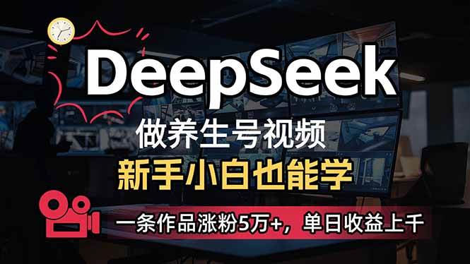 （14199期）小白用DeepSeek做养生号，一条作品涨粉5万+，单日收益上千-玩备项目资源网