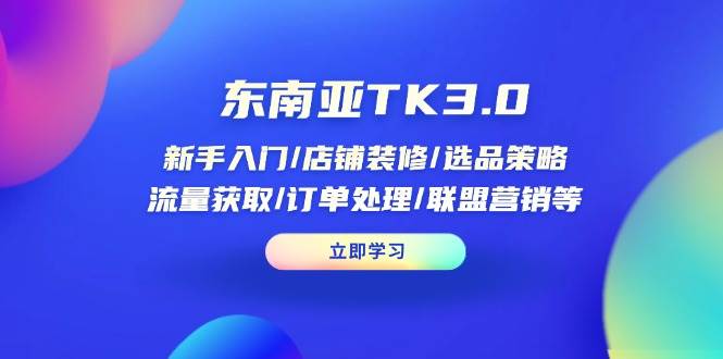 （14208期）东南亚TK3.0：新手入门/店铺装修/选品策略/流量获取/订单处理/联盟营销等-玩备项目资源网