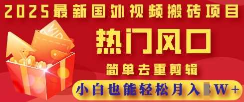 2025最新视频搬砖项目，热门风口，简单去重剪辑，小白也能轻松月入过W-玩备项目资源网