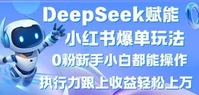 DeepSeek赋能小红书爆单玩法0粉新手小白都能操作，执行力跟上收益轻松上W，懒人勿做-玩备项目资源网