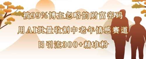被99%博主忽略的财富密码：用AI批量收割中老年情感赛道，日引流300+精准粉-玩备项目资源网