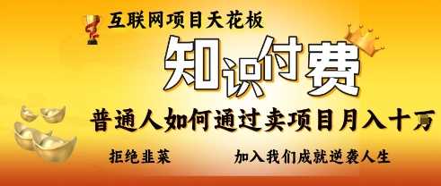 互联网项目天花板，知付付费项目，普通人如何通过卖项目月入十个，拒绝韭菜【揭秘】-玩备项目资源网