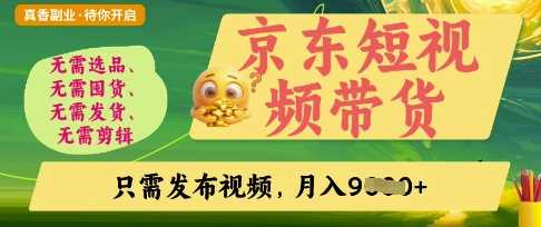 京东短视频带货，开启零门槛躺Z新时代【揭秘】-玩备项目资源网