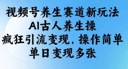 视频号养生赛道新玩法，AI古人养生操，疯狂引流变现，操作简单，单日变现多张-玩备项目资源网
