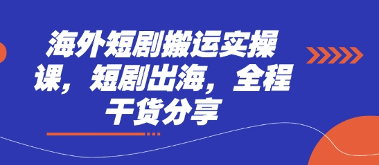 海外短剧搬运实操课，短剧出海，全程干货分享-玩备项目资源网