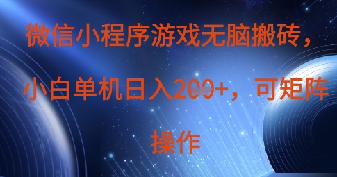 微信小程序游戏无脑搬砖，单设备日入2张+，可矩阵操作-玩备项目资源网